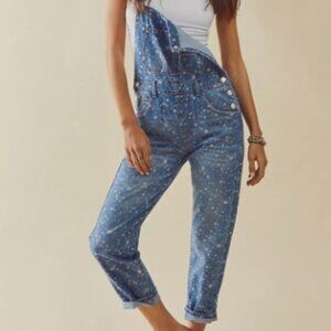 NWT XS Free People Ziggy Denim Overall - Bleach Splatter
